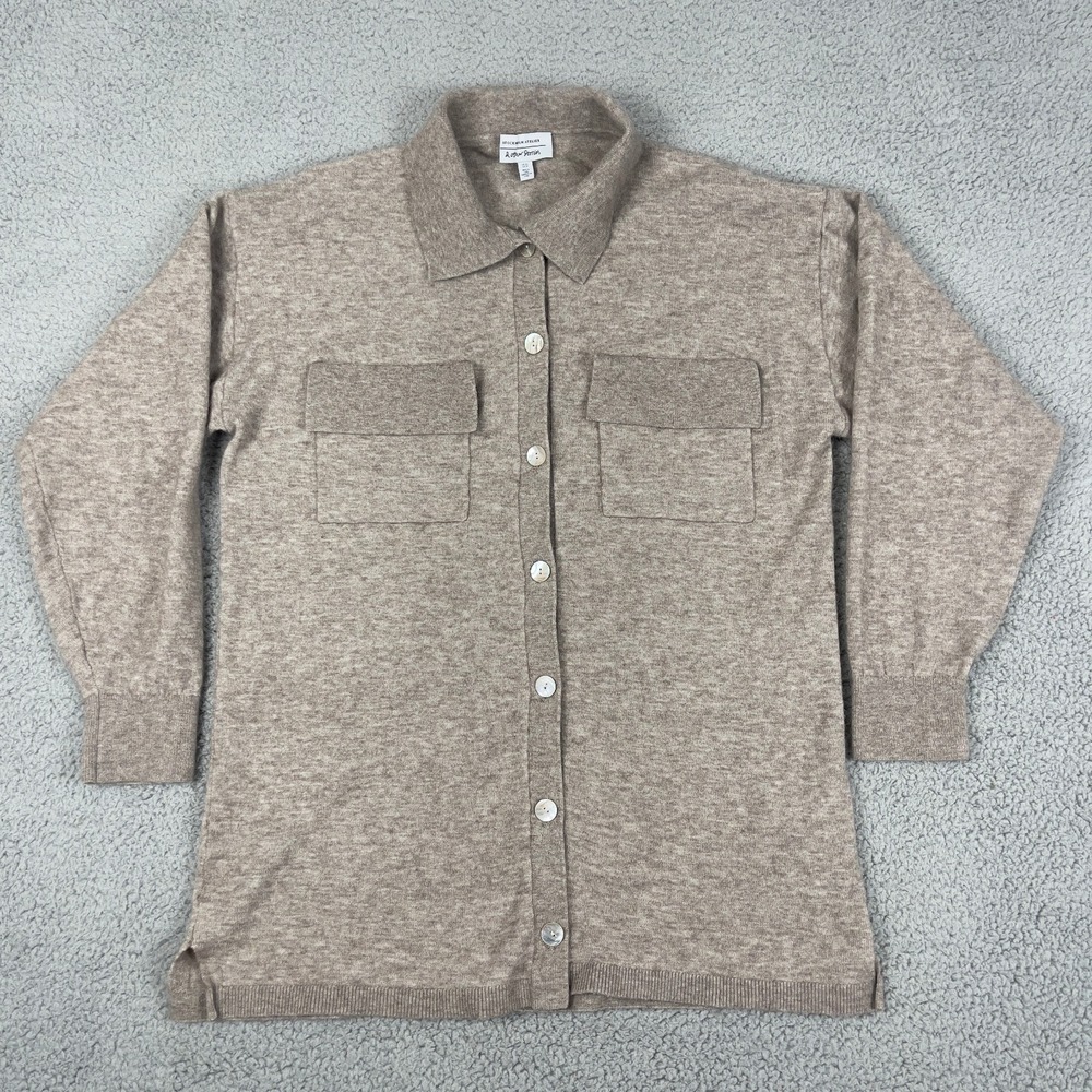 & Other Stories Button Up Shirt Womens XS Beige Mother of Pearl Wool Oversized